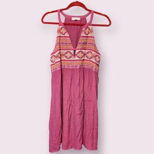 THML Women Large Sleeveless Boho Embroidered Lined Vneck Purple Mini Dress | EUC